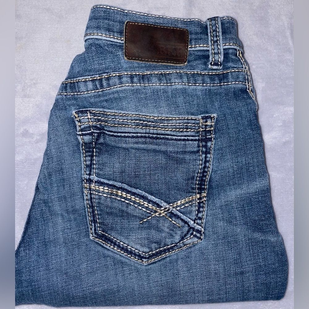 BKE Men’s Tyler Straight Leg Jean Cut Off Shorts Denim Raw Hem Waist 33”